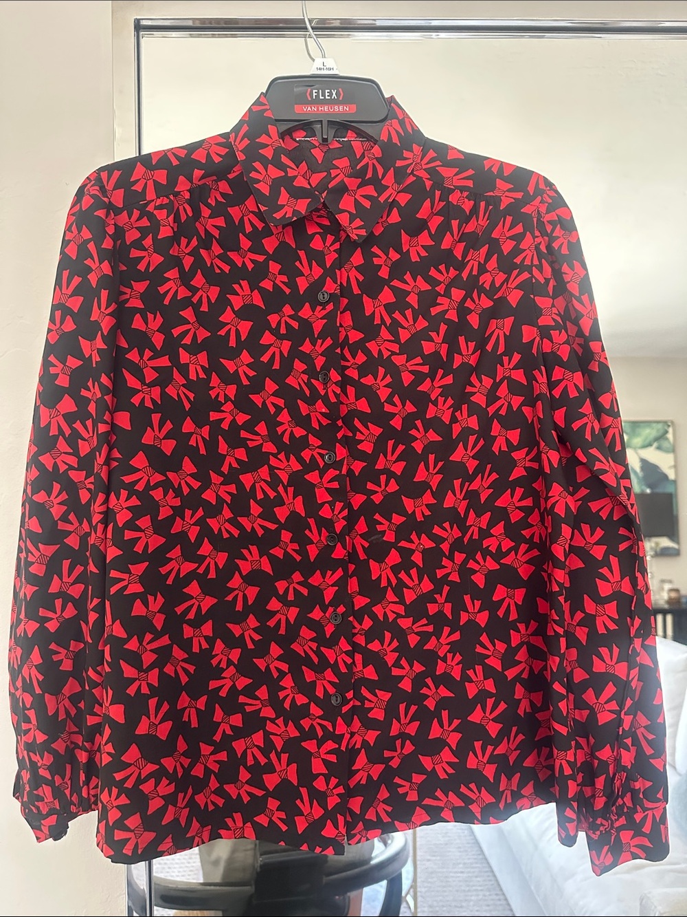 Black Shirt with Red Bow Print